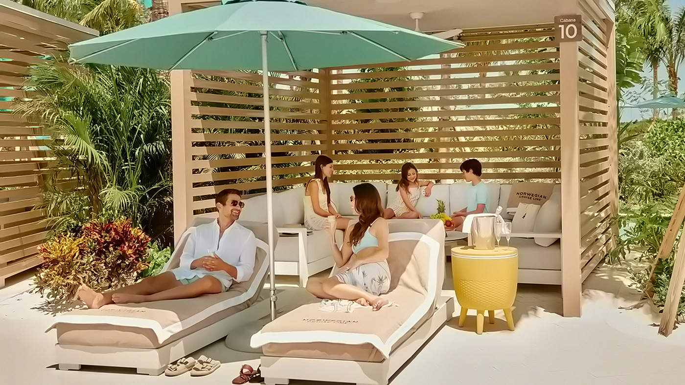 Norwegian Cruise Line: Eröffnung des Great Tides Waterpark 9 Great Tides Waterpark Wandering River Cabana c Norwegian Cruise Line