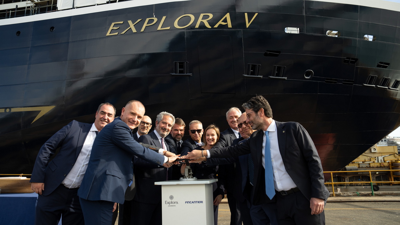 Explora Journeys: Feier von zwei Meilensteinen bei Fincantieri 6 Doppelte Feier fuer Explora V und VI mit MSC Group cruise division und Fincantieri Management c Explora Journeys